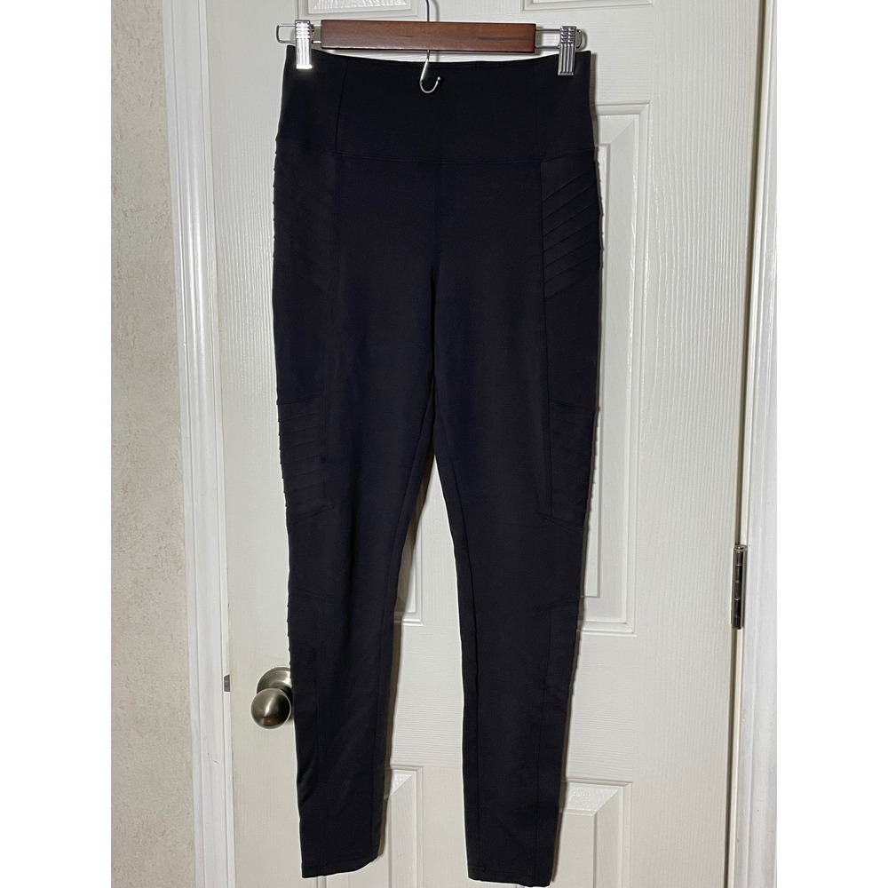 Athleta Delancey Moto Tight Black High Waisted Leggings Ankle Zip Small Petite